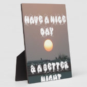 晴れた日と夜の願いのある黄金の夕日 フォトプラーク (側面)