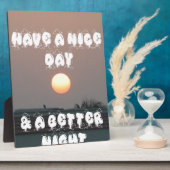 晴れた日と夜の願いのある黄金の夕日 フォトプラーク (側面)