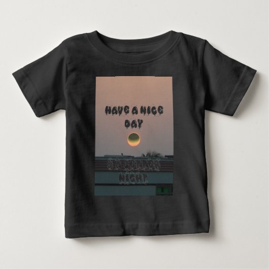 晴れた日と夜の願いのある黄金の夕日 ベビーTシャツ (正面)