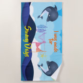 晴れた日にメイドドルフィンブルー海衣装 ビーチタオル (正面)