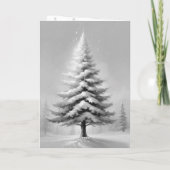 晴れた日に佇むシンプルな白いクリスマスツリー シーズンカード (裏面)