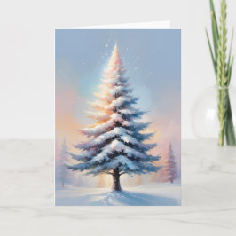晴れた日に佇むシンプルな白いクリスマスツリー シーズンカード