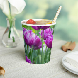 晴れた日に明るい薄紫チューリップ 紙コップ