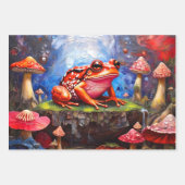 晴れた日に池に座ったかわいいカエル ラッピングペーパーシート (正面2)