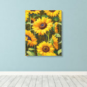 晴れた日のひまわり キャンバスプリント (インサイチュ (ウッドフロア))
