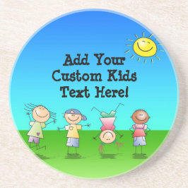 晴れた日のアウトドアを遊んでいる子供 コースター