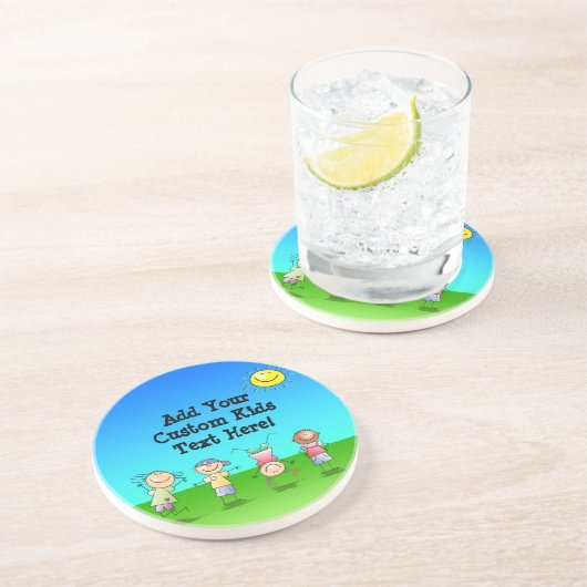 晴れた日のアウトドアを遊んでいる子供 コースター (側面)