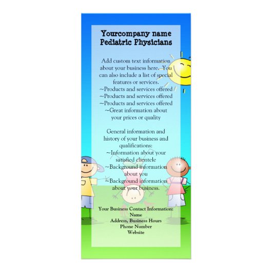 晴れた日のアウトドアを遊んでいる子供 ラックカード (正面)