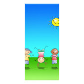 晴れた日のアウトドアを遊んでいる子供 ラックカード (裏面)