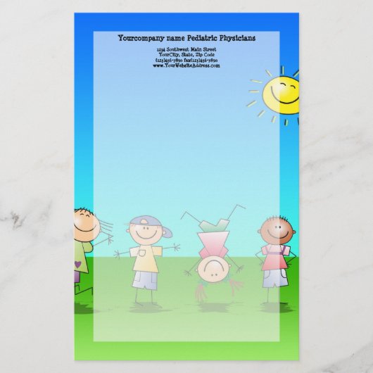 晴れた日のアウトドアを遊んでいる子供 便箋 (正面)