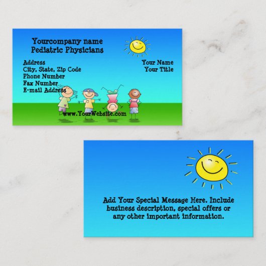 晴れた日のアウトドアを遊んでいる子供 名刺 (正面/裏面)