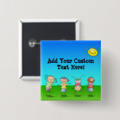 晴れた日のアウトドアを遊んでいる子供 缶バッジ (正面&裏面)