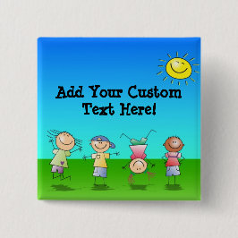 晴れた日のアウトドアを遊んでいる子供 缶バッジ