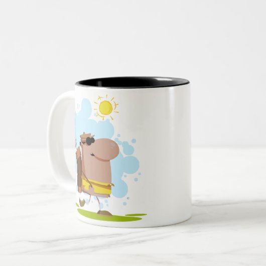 晴れた日のゴルフ-アフリカ系アメリカ人 ツートーンマグカップ (正面左)