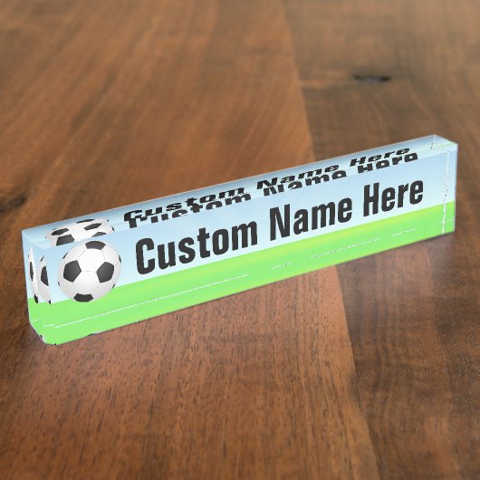 晴れた日のサッカーボール デスクネームプレート (側面)