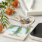 晴れた日のビーチのヤシの木 キーホルダー (正面右)