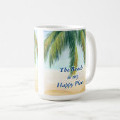 晴れた日のビーチのヤシの木 コーヒーマグカップ (正面右)