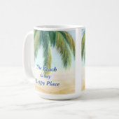 晴れた日のビーチのヤシの木 コーヒーマグカップ (正面左)