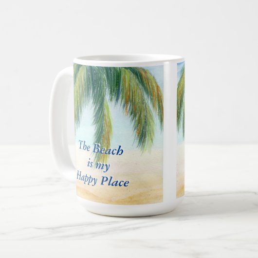晴れた日のビーチのヤシの木 コーヒーマグカップ (正面左)