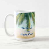 晴れた日のビーチのヤシの木 コーヒーマグカップ (左)