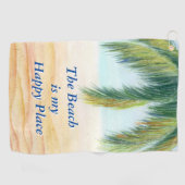 晴れた日のビーチのヤシの木 ゴルフタオル (横)