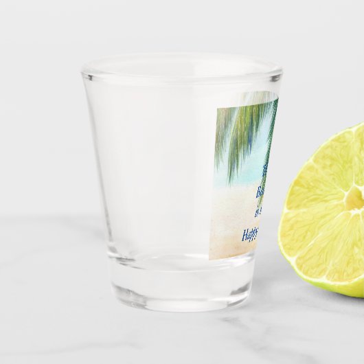 晴れた日のビーチのヤシの木 ショットグラス (左)