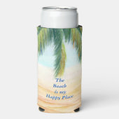 晴れた日のビーチのヤシの木 スリム缶クーラー (Seltzer正面)