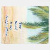 晴れた日のビーチのヤシの木 フリースブランケット (正面(横))