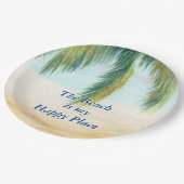 晴れた日のビーチのヤシの木 ペーパープレート (アングル)