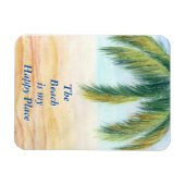 晴れた日のビーチのヤシの木 マグネット (横)