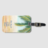 晴れた日のビーチのヤシの木 ラゲッジタグ (正面横)