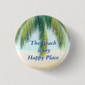 晴れた日のビーチのヤシの木 缶バッジ (正面)