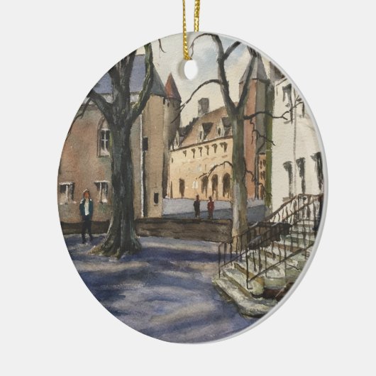 晴れた日のベルギーの水彩 セラミックオーナメント (左)