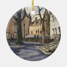 晴れた日のベルギーの水彩 セラミックオーナメント