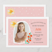 晴れた日の写真誕生日パーティー 招待状 (正面/裏面)