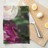 晴れた日の明るいピンクのチューリップ キッチンタオル (四つ折り)