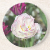 晴れた日の明るいピンクのチューリップ コースター (正面)