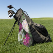 晴れた日の明るいピンクのチューリップ ゴルフタオル (グリーン)