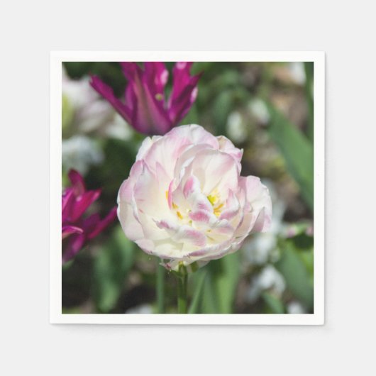 晴れた日の明るいピンクのチューリップ スタンダードカクテルナプキン (正面)