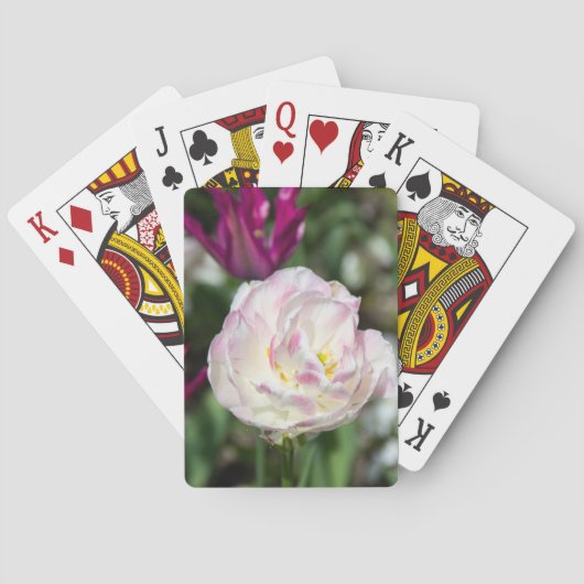 晴れた日の明るいピンクのチューリップ トランプ (裏面)