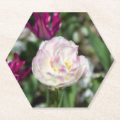 晴れた日の明るいピンクのチューリップ ペーパーコースター (正面)