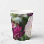 晴れた日の明るいピンクのチューリップ 紙コップ (正面)