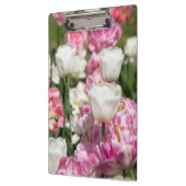 晴れた日の明るい白とピンクのチューリップ クリップボード (左)