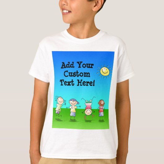 晴れた日のTシャツのアウトドアを遊んでいる子供 Tシャツ (正面)