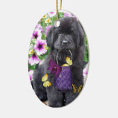 晴れた日ニューファウンドランド セラミックオーナメント (左)