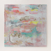 晴れた日-混合メディアの抽象的な絵画 ジグソーパズル (横)