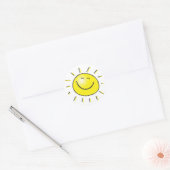 晴れた日、笑顔の太陽、日からスマイル! ラウンドシール (封筒)