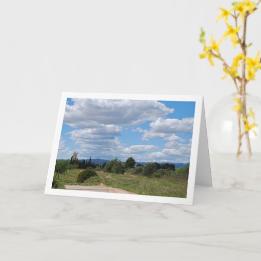 晴れた日、農村の風景 カード (黄色い花)