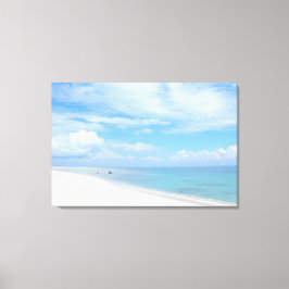 晴れた白い砂浜の海の風景 旅行写真 キャンバスプリント