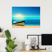 晴れた空の下のボート ポスター (ホームオフィス)